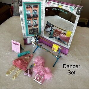 American Girl Dancer Set with Pink and Blue Accessories